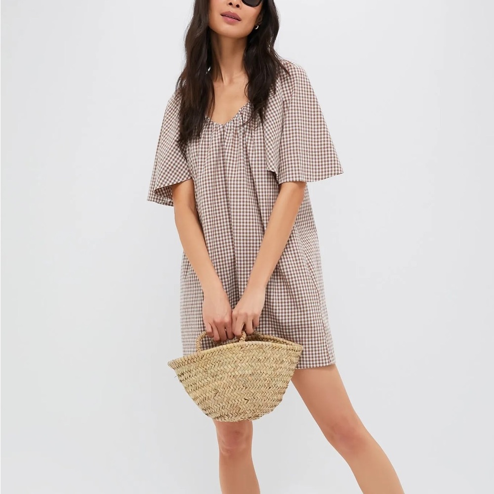 NWT Tuckernuck mocha cotton gingham Finn dress sz M